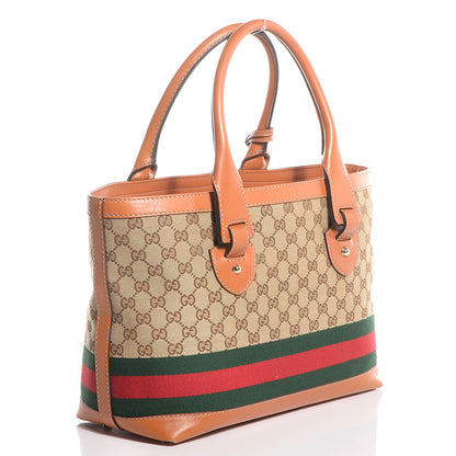 Gucci Monogram Web Medium Heritage Tote Tan 3 of 7