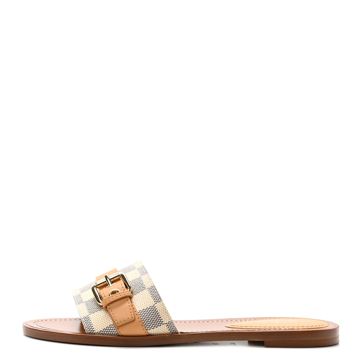 Damier Azur Vachetta Lock Flat Mule 38
