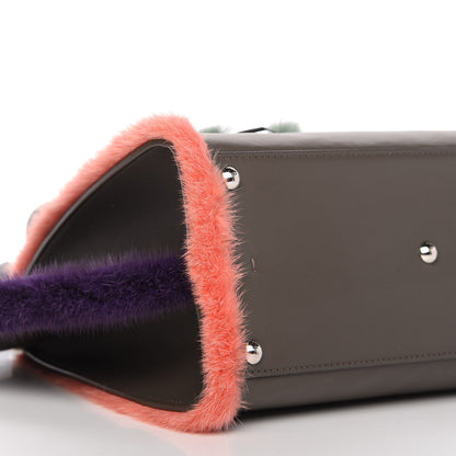 Fendi Calfskin Mink Fur Trim Petite 3Jours Tote Carbone Multicolor 6 of 10