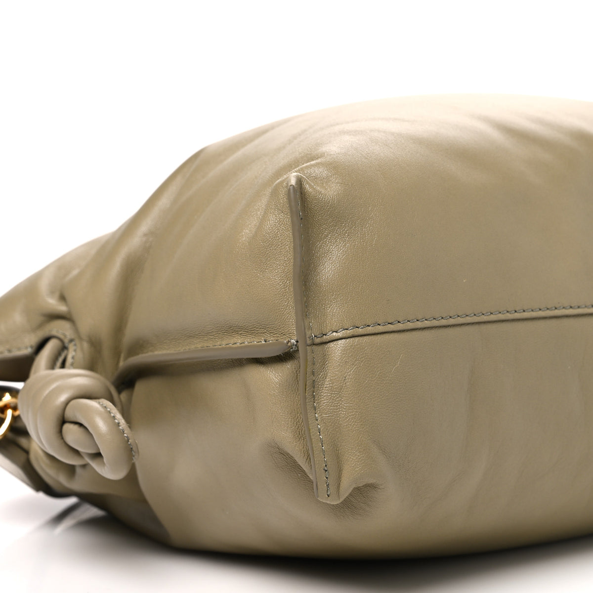 Loewe Shiny Nappa Lambskin Puffer Flamenco Knot Clutch Clay Green 8 of 9