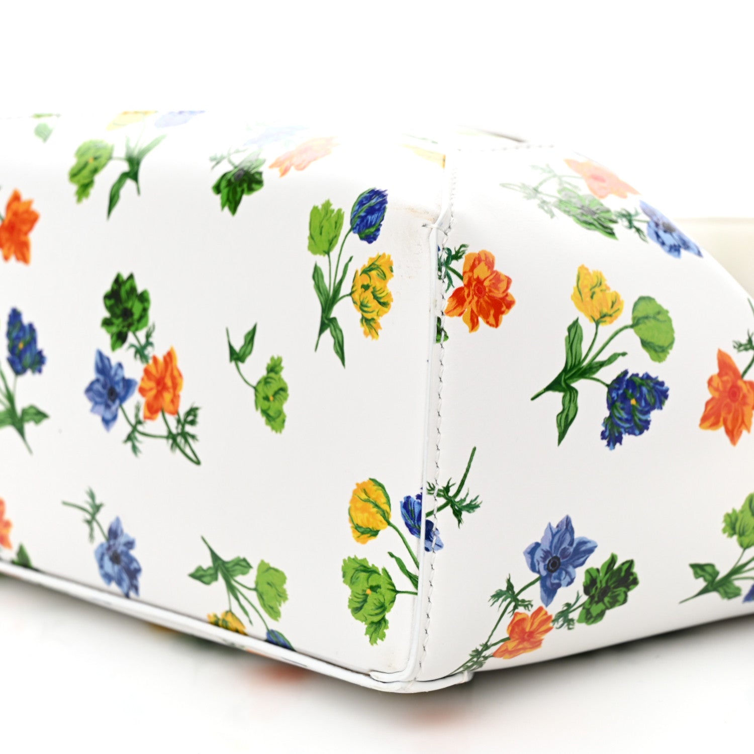 Loewe Satin Calfskin Flower Print Small Puzzle Edge Bag White Multicolor 10 of 11