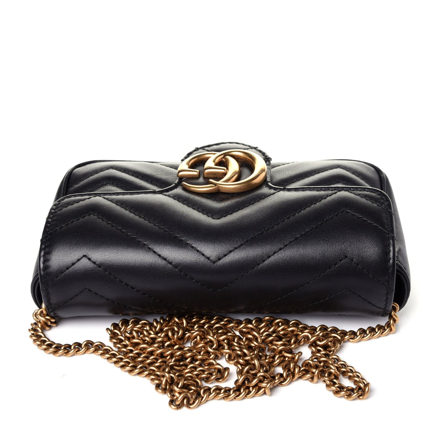 Calfskin Matelasse Super Mini GG Marmont Shoulder Bag Black