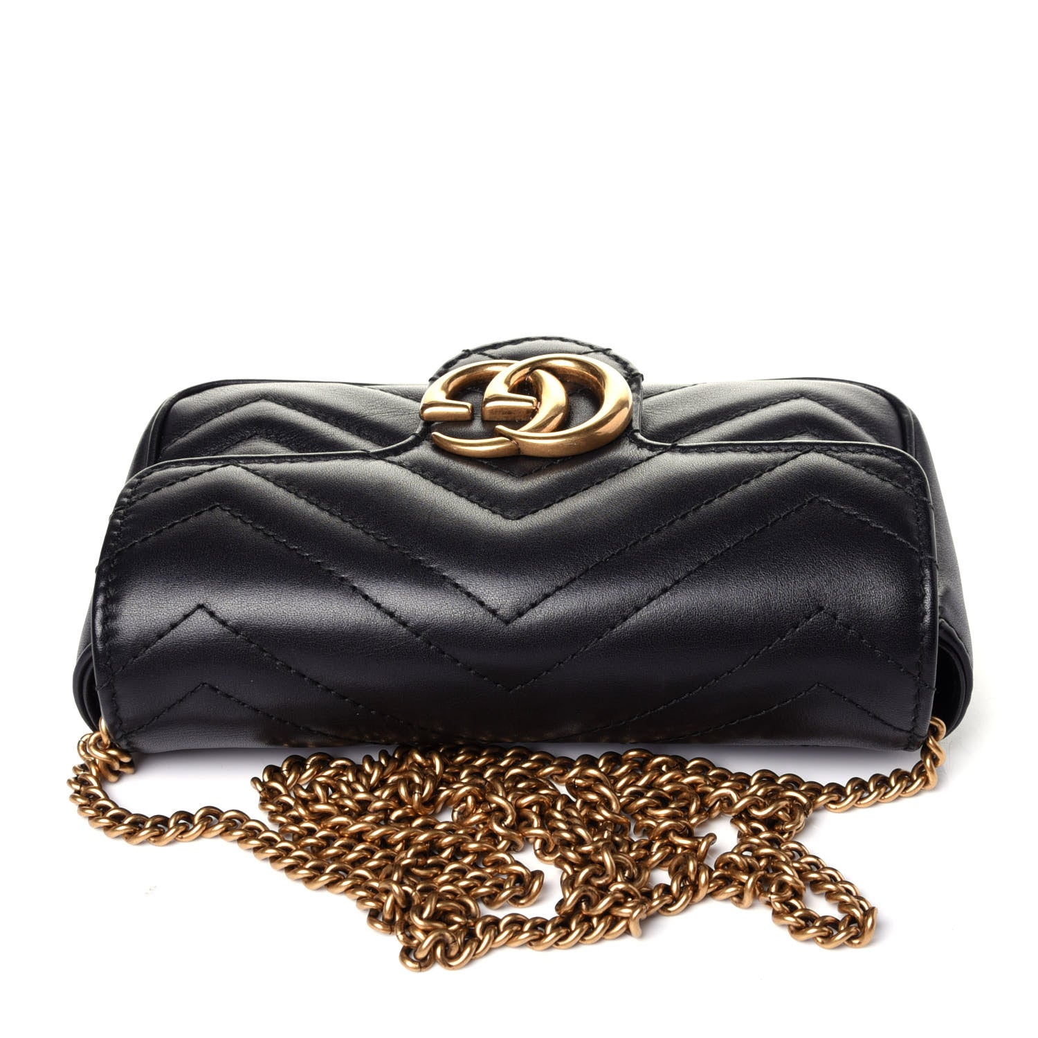 Gucci Calfskin Matelasse Super Mini GG Marmont Shoulder Bag Black 10 of 12