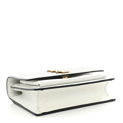 Saint Laurent New Aspen Calfskin Bi-Color Monogram Sunset Chain Wallet  Black Dirty White 4 of 13