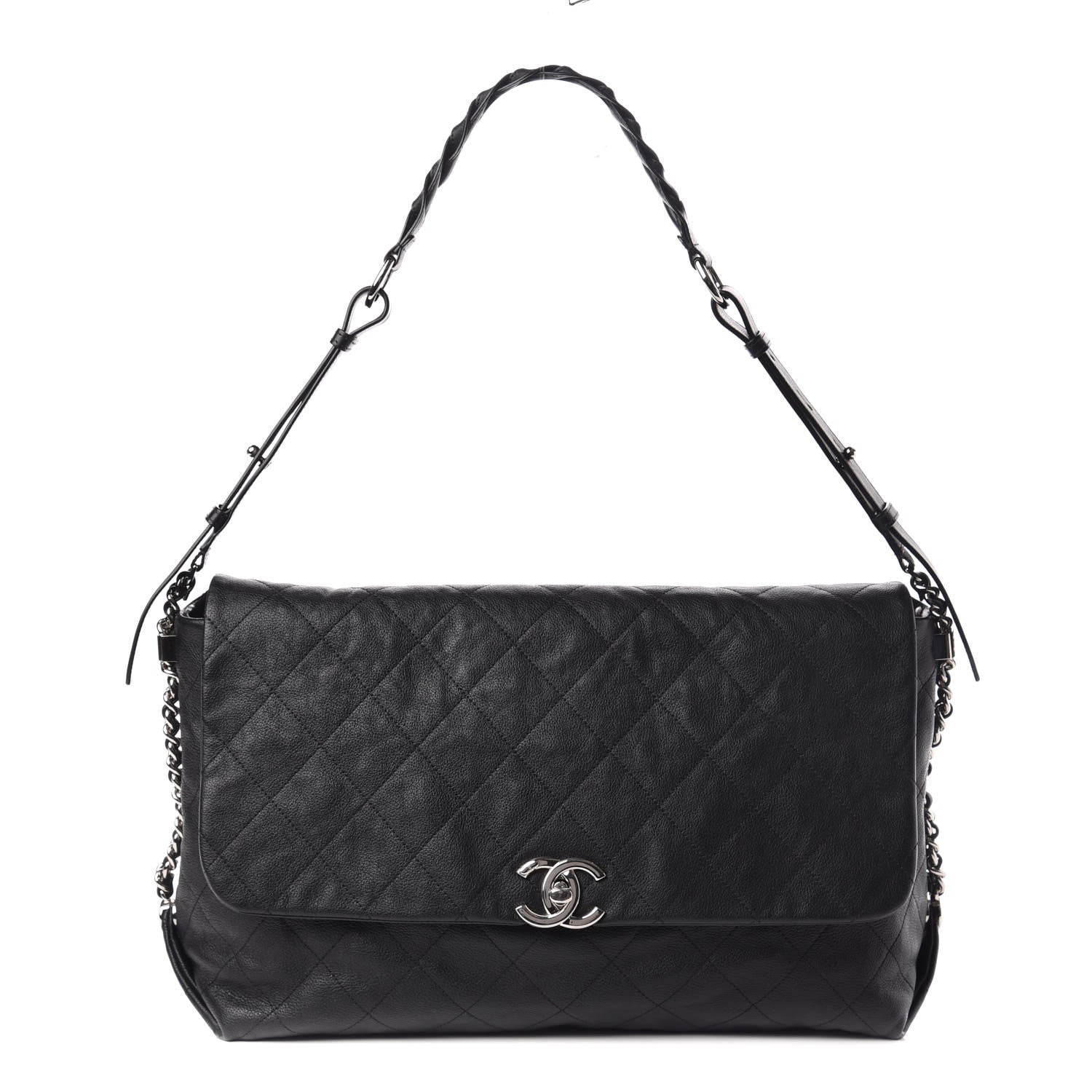 Chanel Grained Calfskin Stitched Large Braided With Style Flap Black 1 of 11