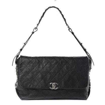Chanel Grained Calfskin Stitched Large Braided With Style Flap Black 1 of 11