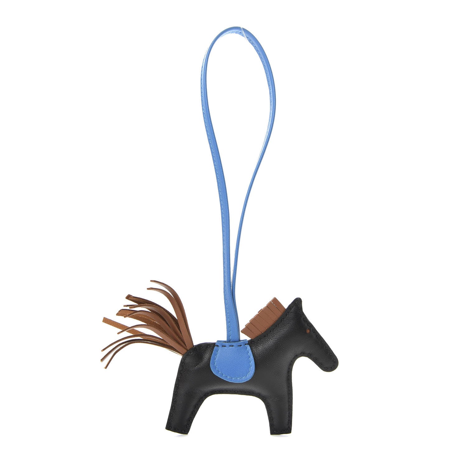Hermes Milo Lambskin Grigri Rodeo Horse Bag Charm PM Black Gold Bleu Zanzibar 1 of 4