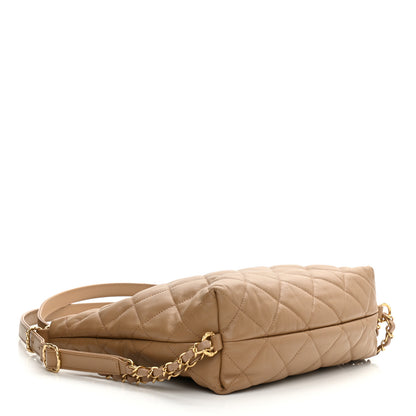 Chanel Lambskin Quilted Hobo Beige 4 of 8