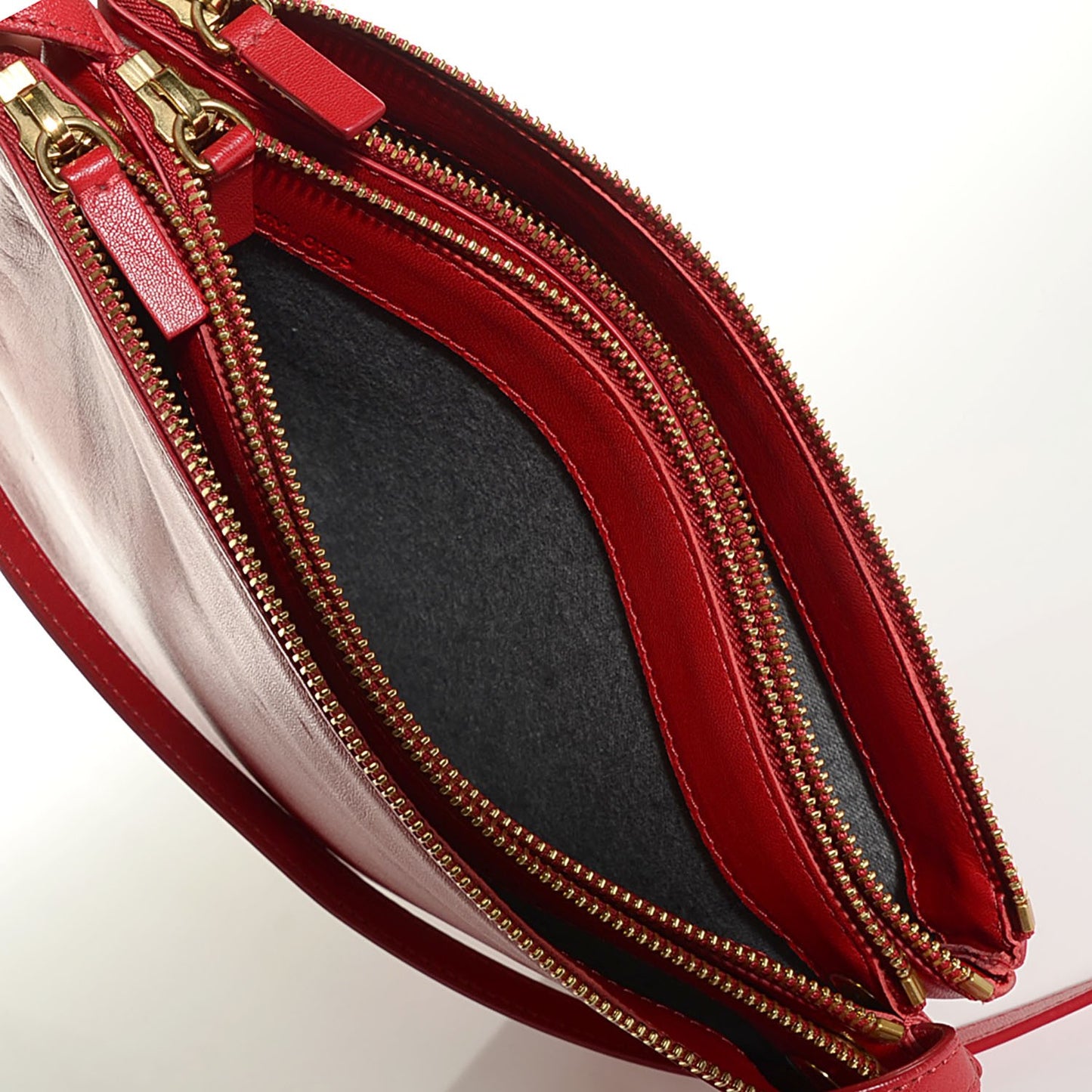 Lambskin Large Trio Crossbody Bag Vermillion