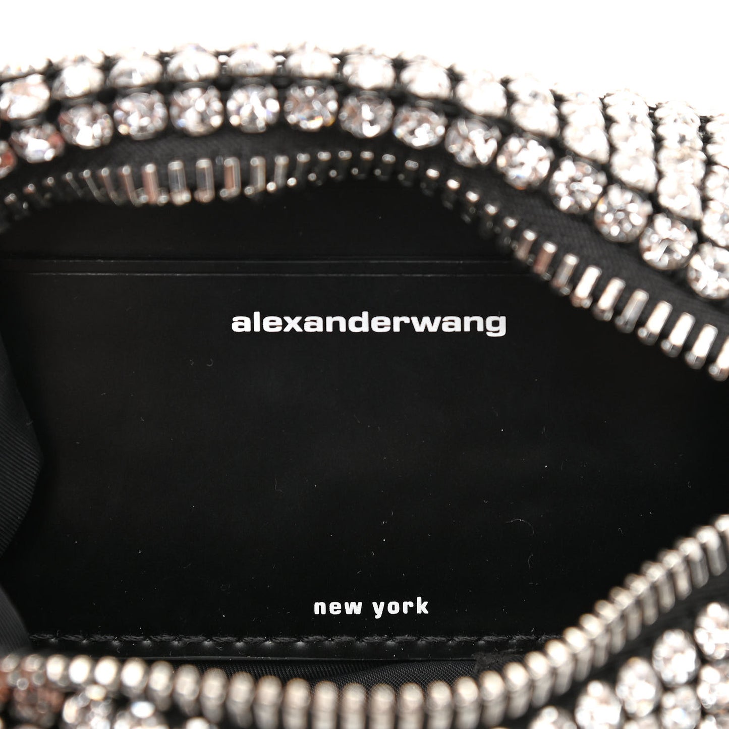 Mesh Crystal Rhinestone Mini Heiress Pouch Black Silver