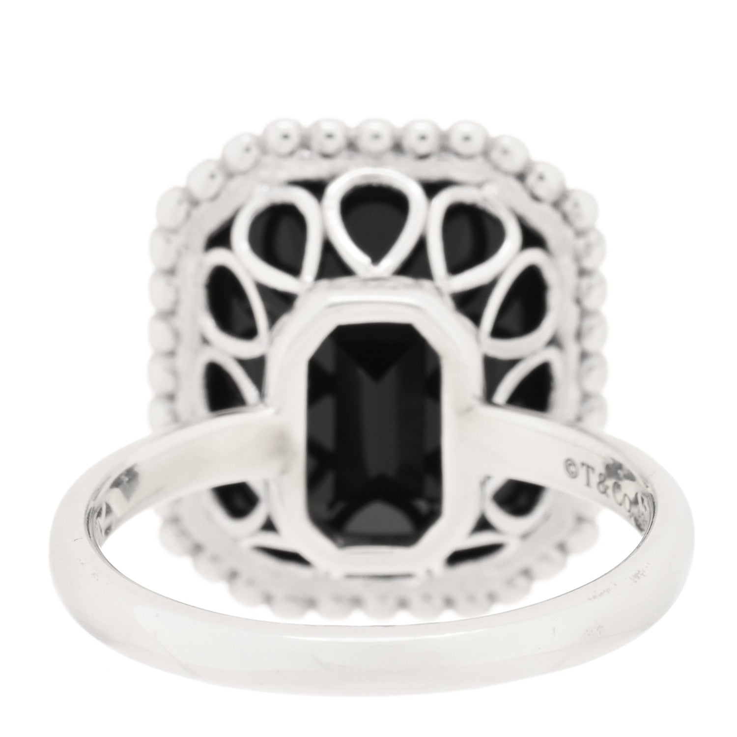 Tiffany Sterling Silver Black Onyx Ziegfeld Daisy Ring 55 7.25 3 of 4