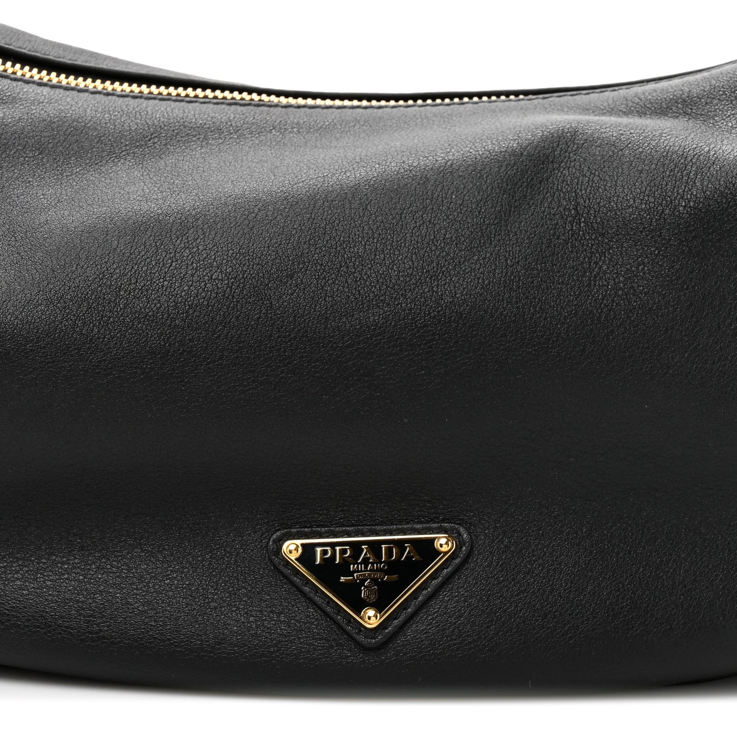 Soft Grain Calfskin Large Demi-Lune Shoulder Bag Black
