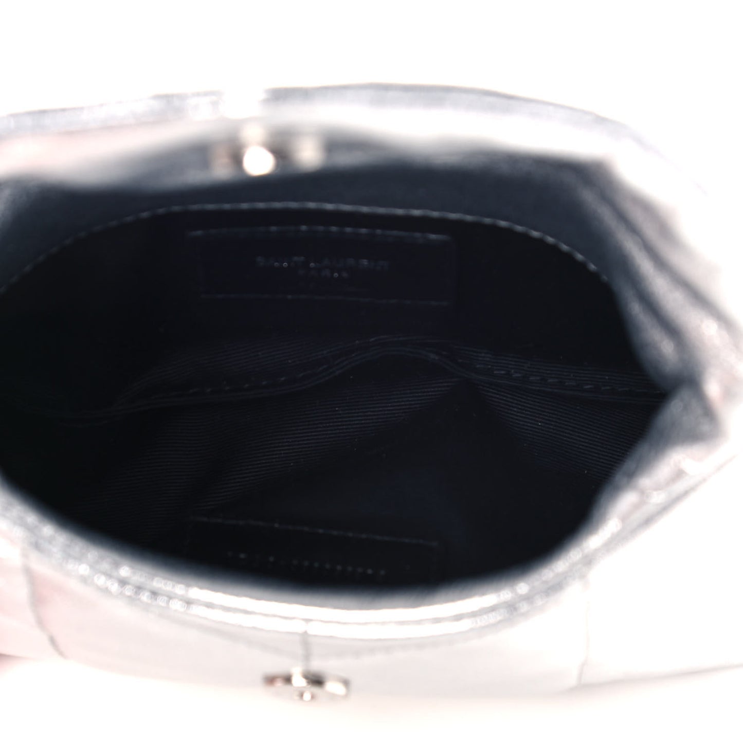 Metallic Lambskin Monogram Loulou Puffer Pouch Clutch Silver