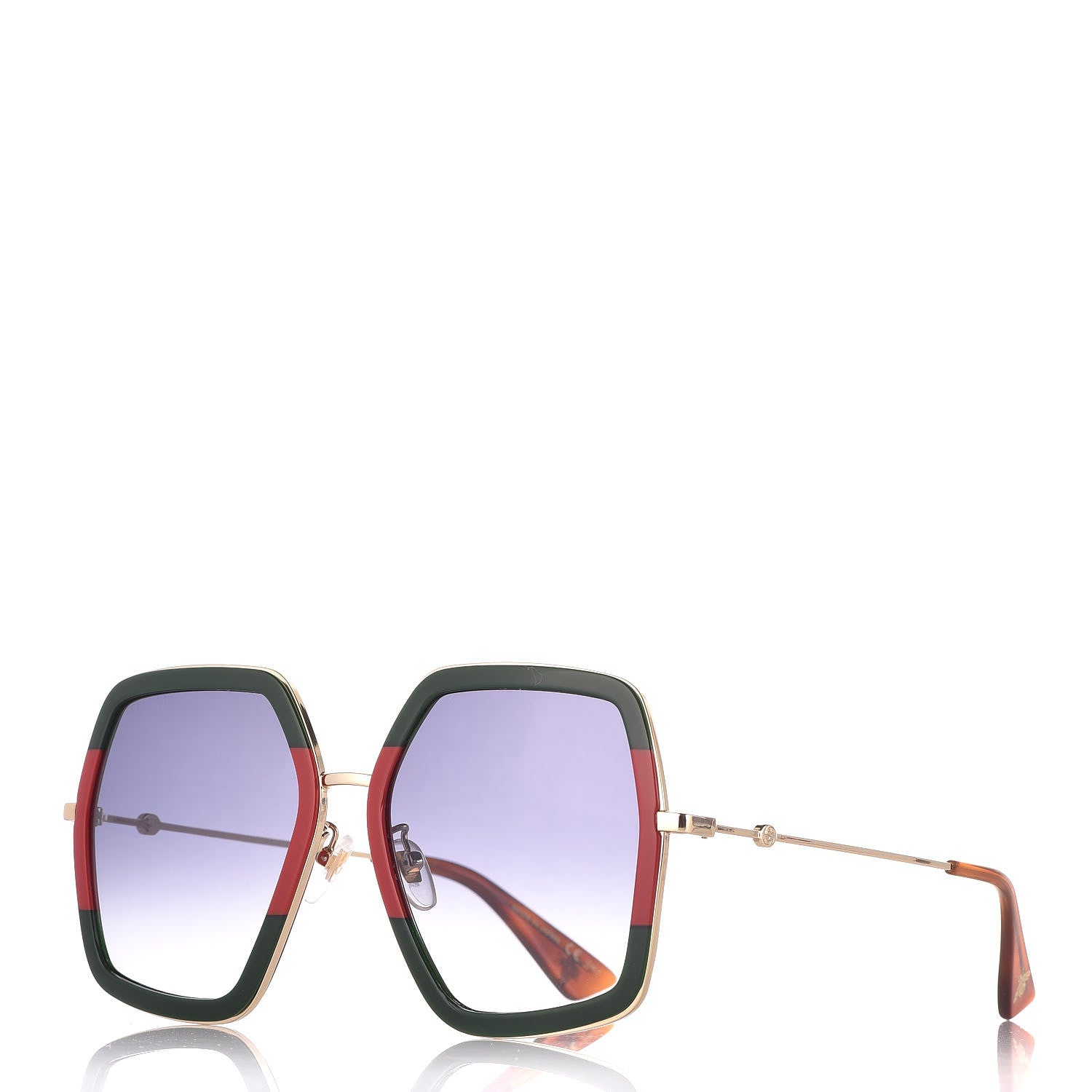 Gucci Square Frame Web GG0106S Sunglasses Tortoise 1 of 9