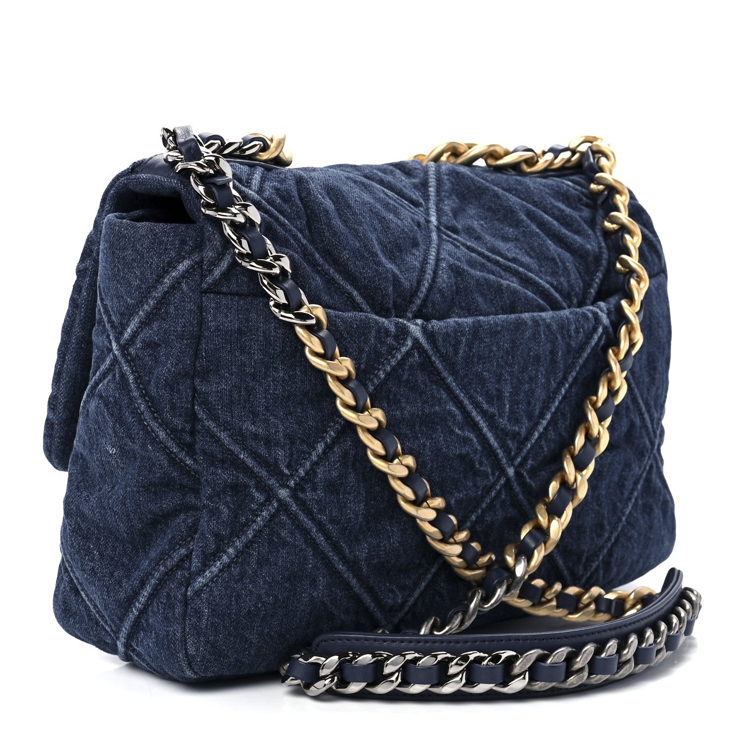 Chanel Denim Quilted Large Chanel 19 Flap Blue 5 of 21