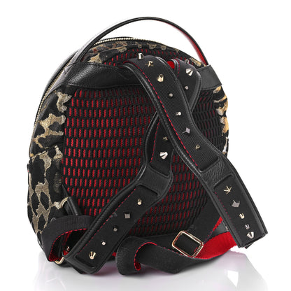 Christian Louboutin Nylon Calfskin Leopard Studded Small Backloubi Backpack Black 3 of 10