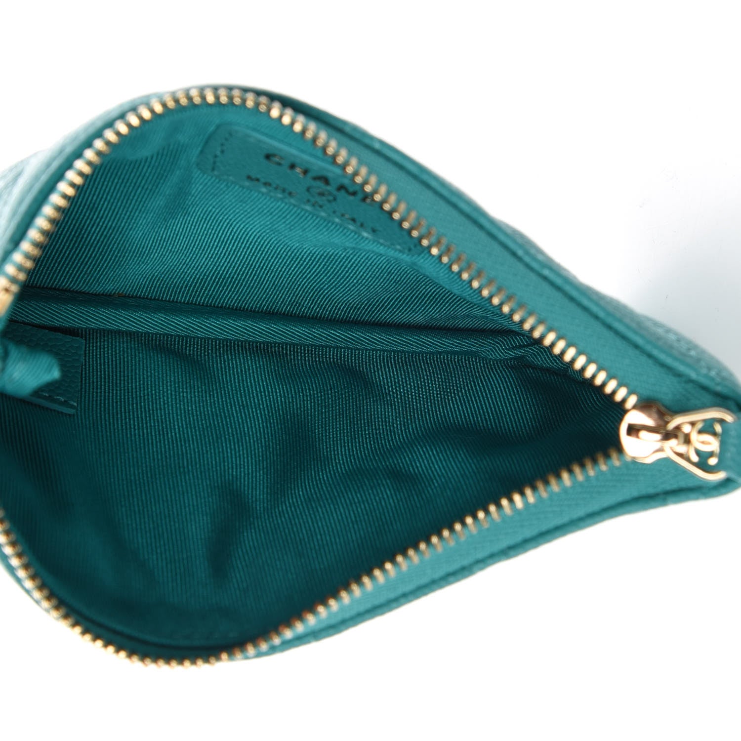 Chanel Caviar Quilted Small Cosmetic Case Turquoise 5 of 10