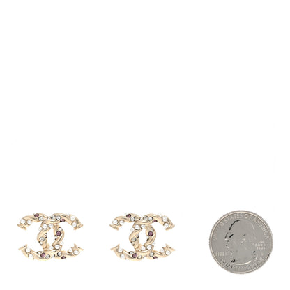 Chanel Pearl CC Earrings Gold Pink 2 of 5
