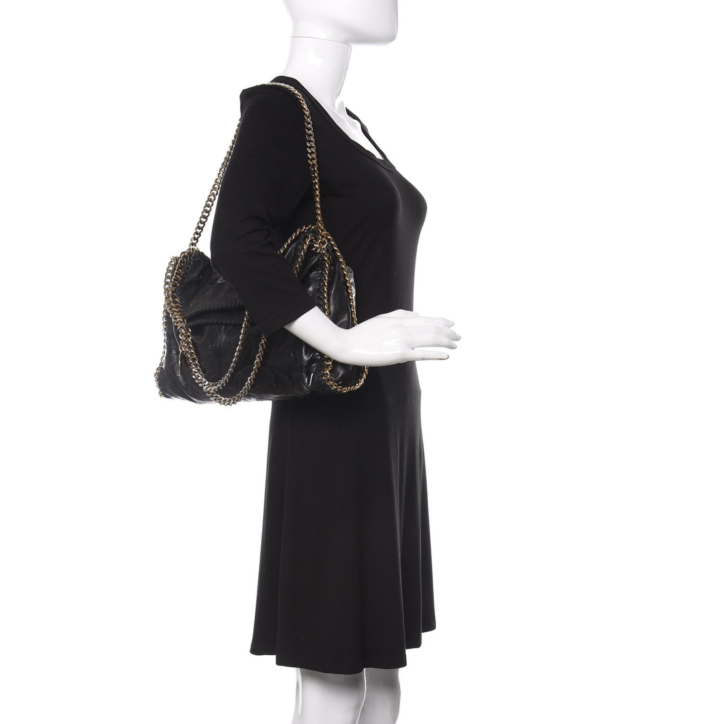 Eco Alter Nappa Embossed Falabella Fold Over Tote Black