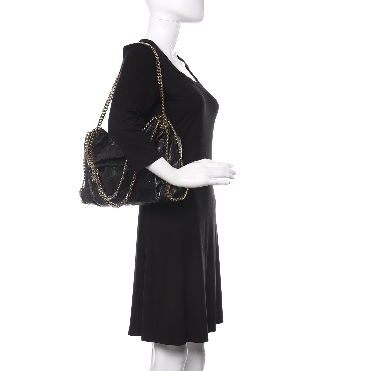 Stella McCartney Eco Alter Nappa Embossed Falabella Fold Over Tote Black 2 of 14