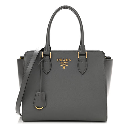 Prada Saffiano Soft Calfskin Small Zippered Tote Marmo 1 of 12