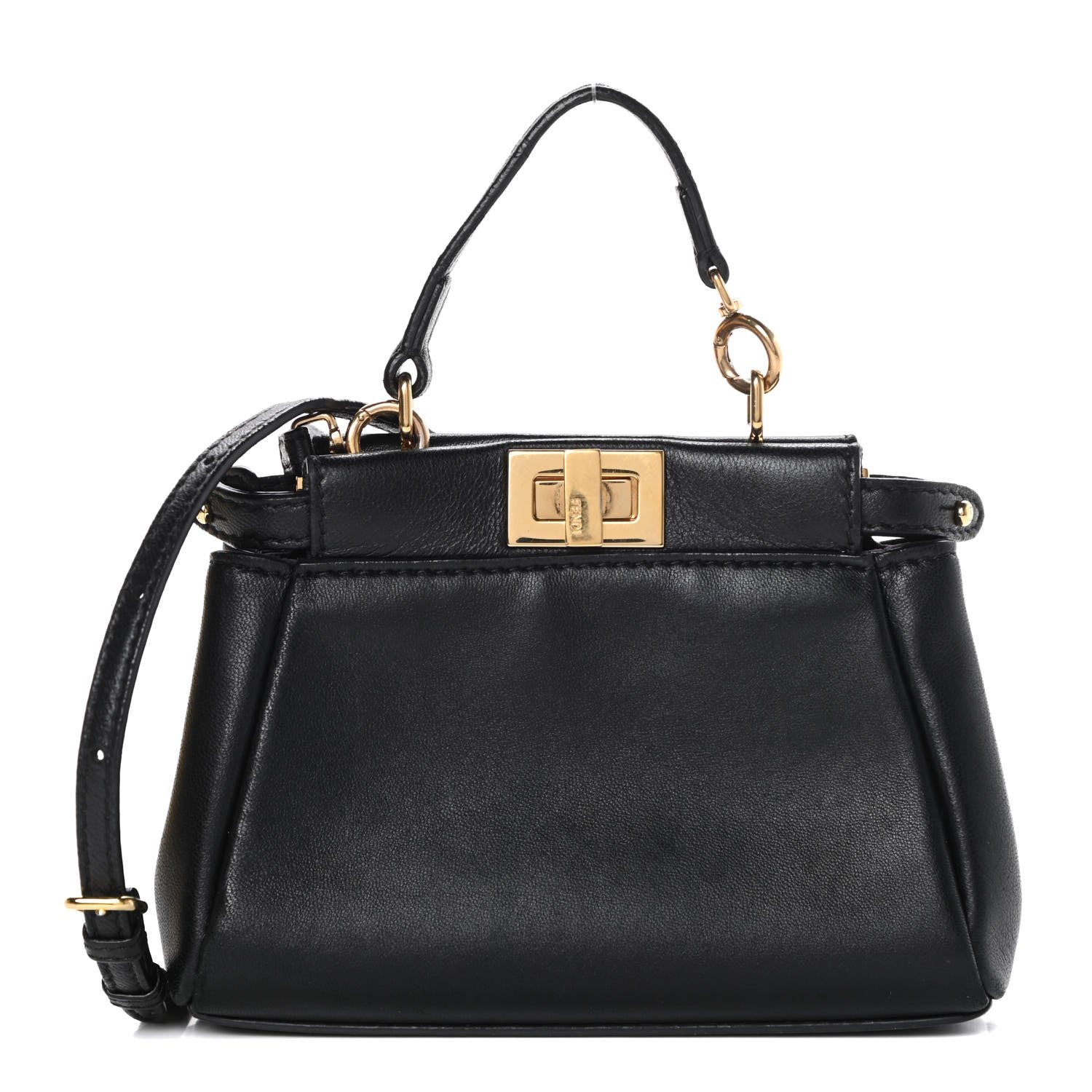 Fendi Nappa Micro Peekaboo Iconic Satchel Black 1 of 9