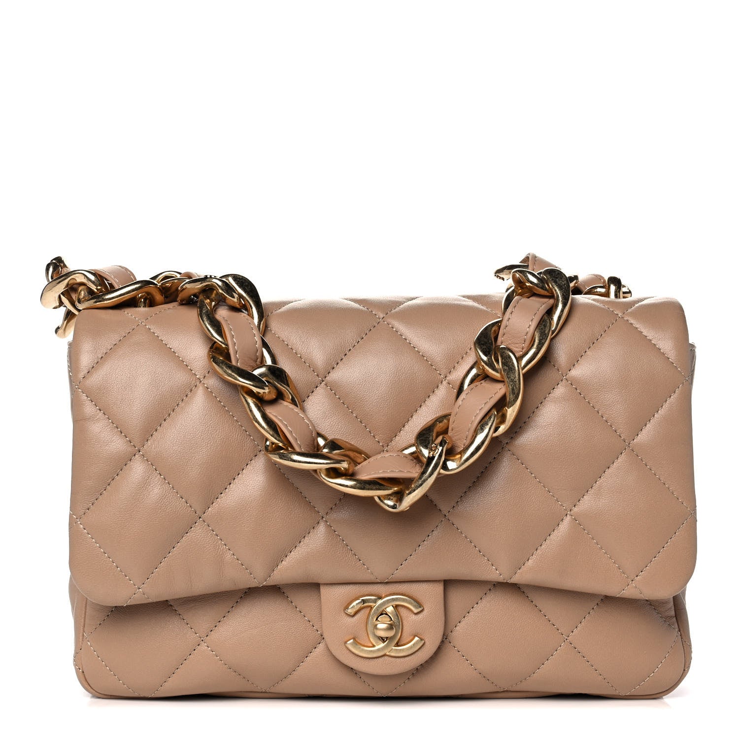 Chanel Lambskin Quilted Large CC Funky Town Flap Beige 1 of 10