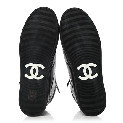 Chanel Calfskin Mens High Top CC Sneakers 41 Black 5 of 9