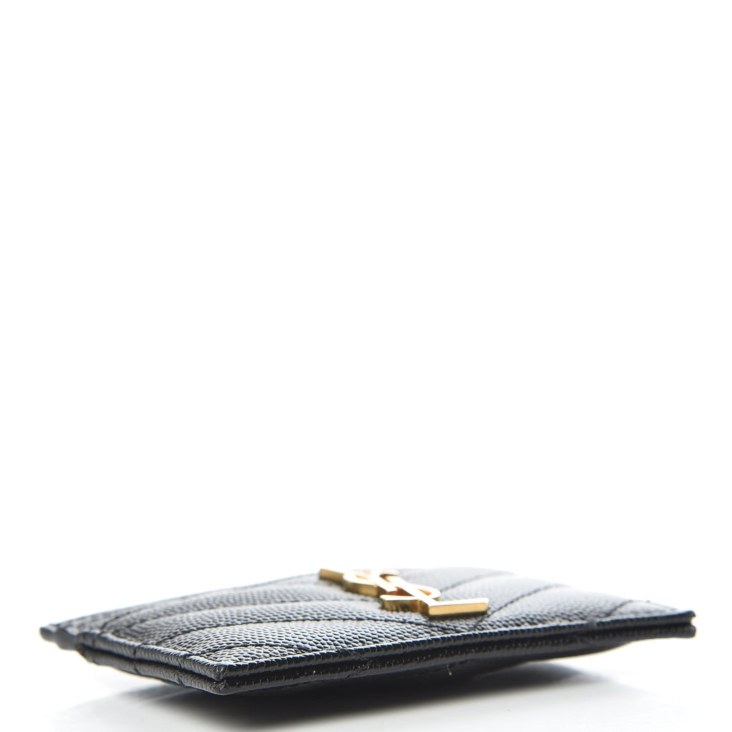 Grain De Poudre Matelasse Chevron Monogram Credit Card Case Black