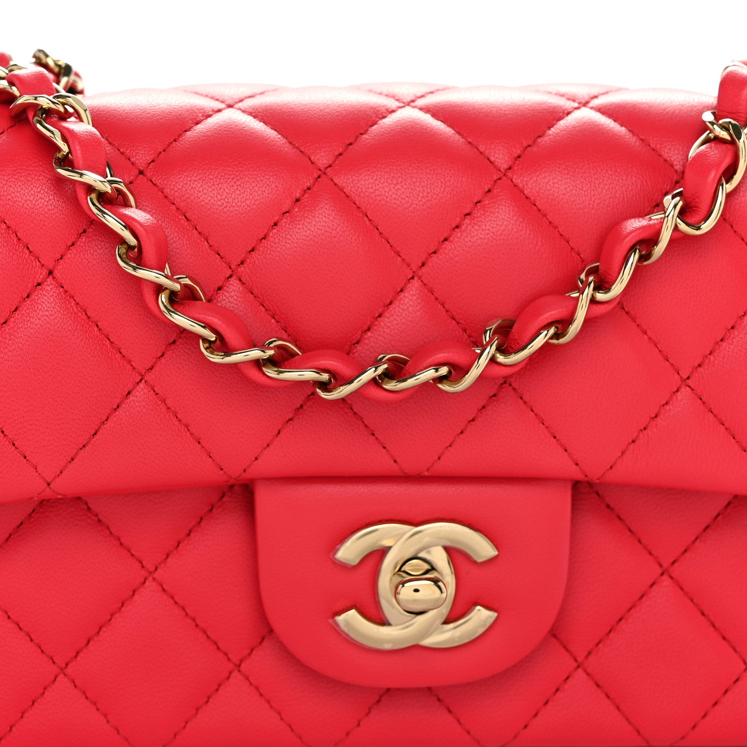 Chanel Lambskin Quilted Mini Rectangular Flap Dark Pink 8 of 10