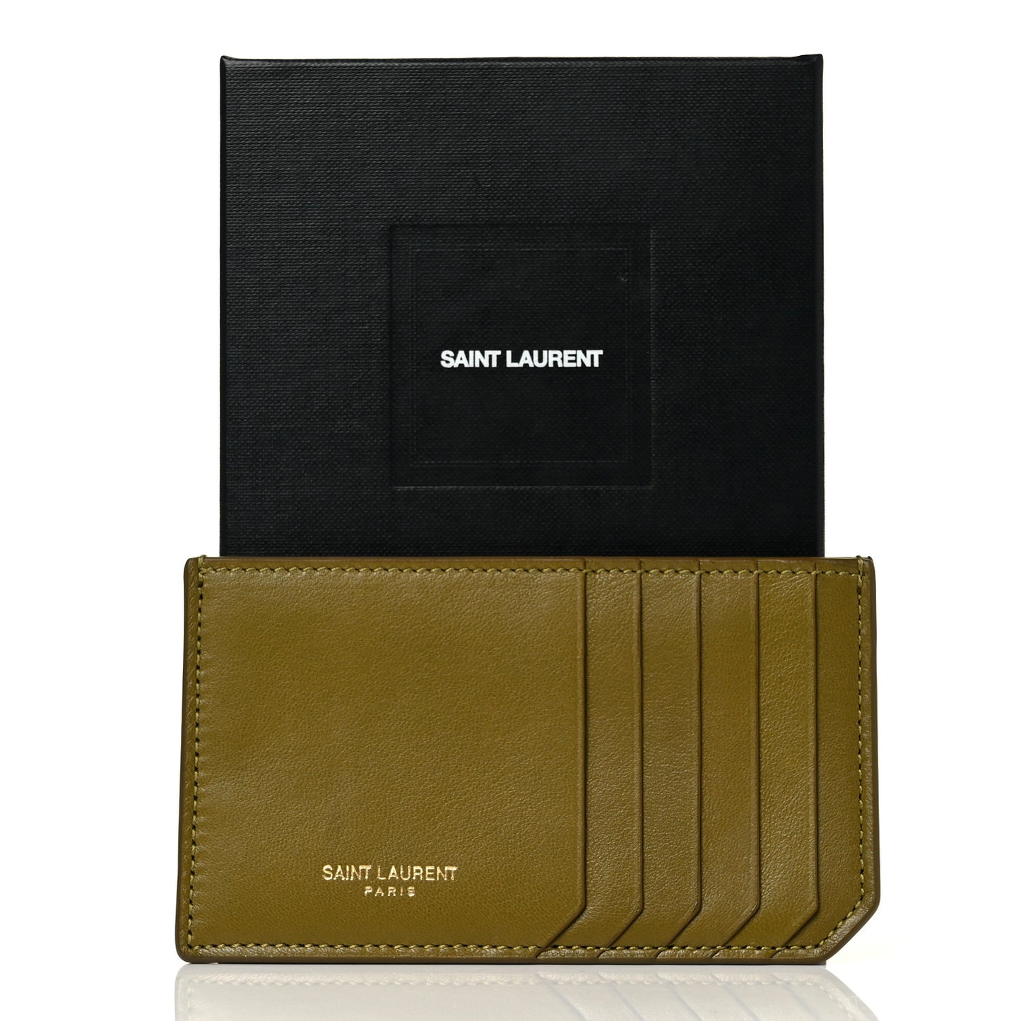Calfskin 5 Fragments Card Holder Olive