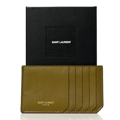 Saint Laurent Calfskin 5 Fragments Card Holder Olive 9 of 9