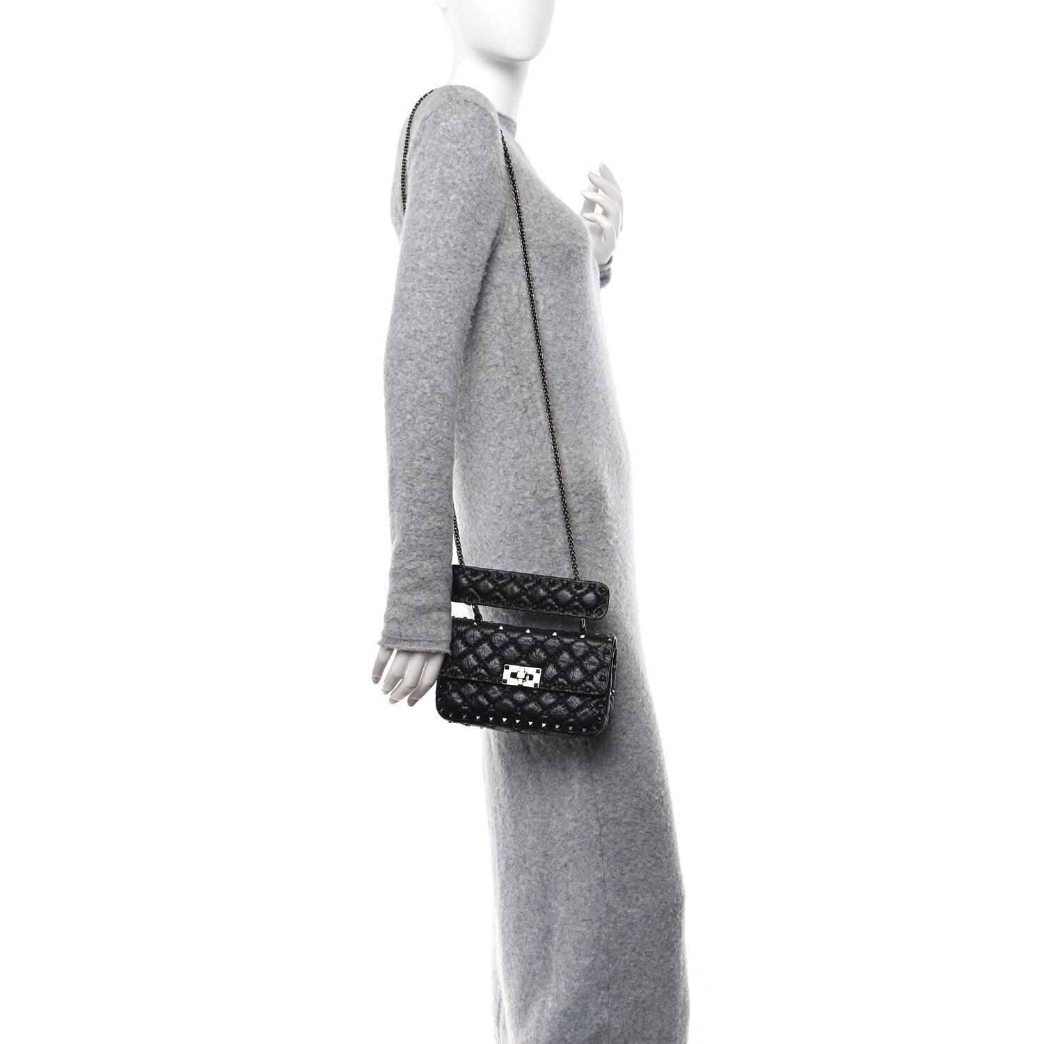Valentino Garavani Lambskin Small Rockstud Spike Shoulder Bag Black 2 of 9