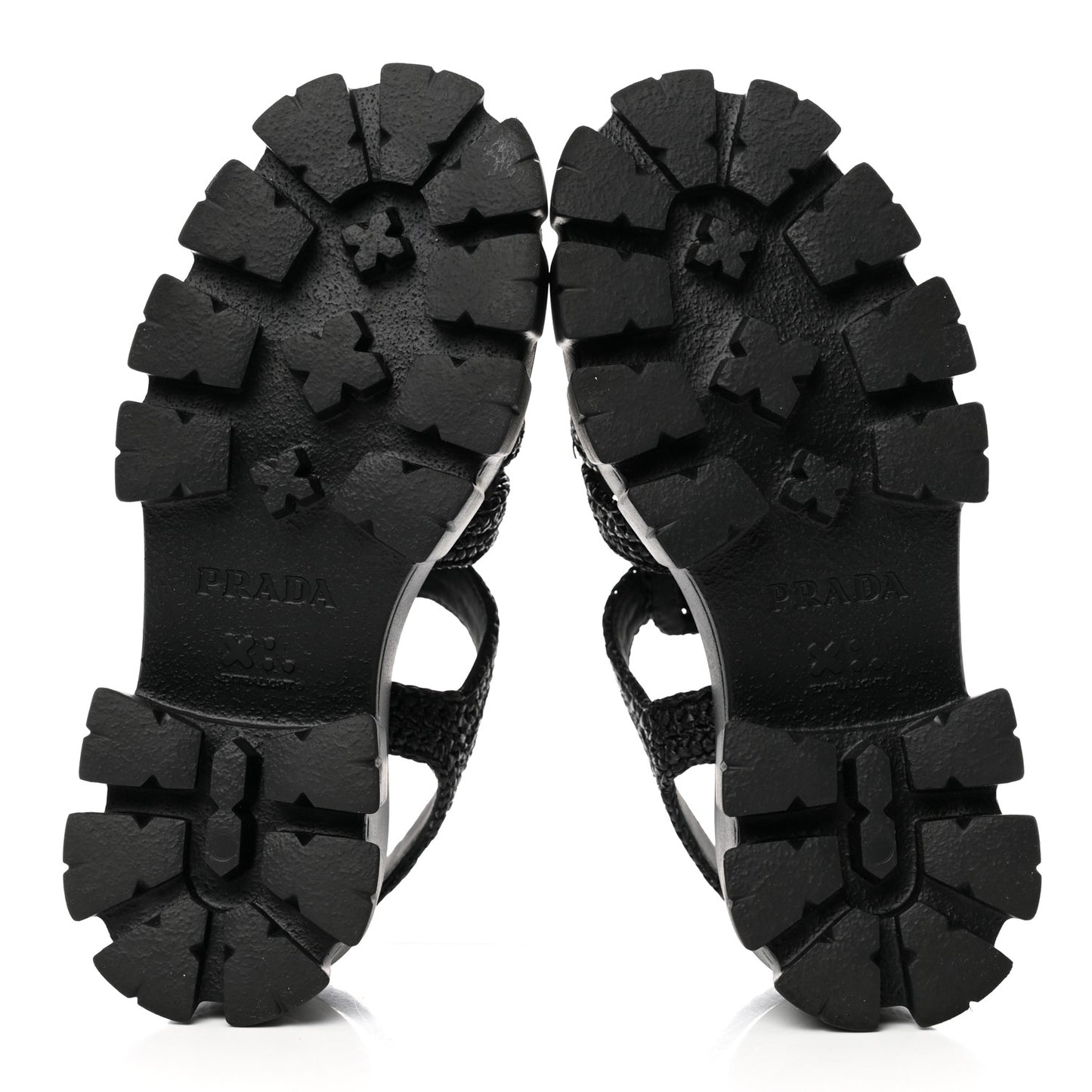 Raffia Metal Triangle Logo Crochet Monolith 55mm Cage Sandals 35 Black