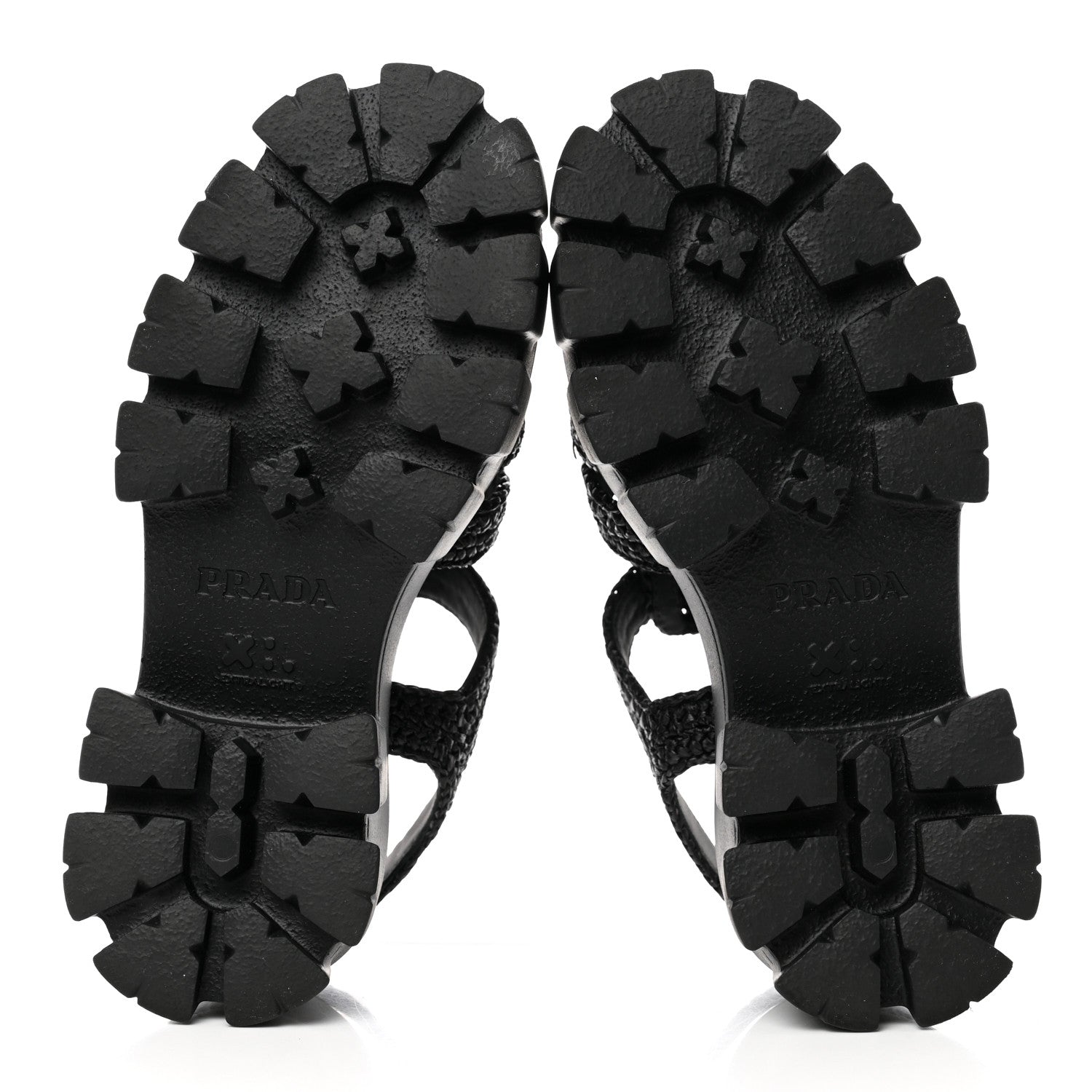 Prada Raffia Metal Triangle Logo Crochet Monolith 55mm Cage Sandals 35 Black 5 of 9
