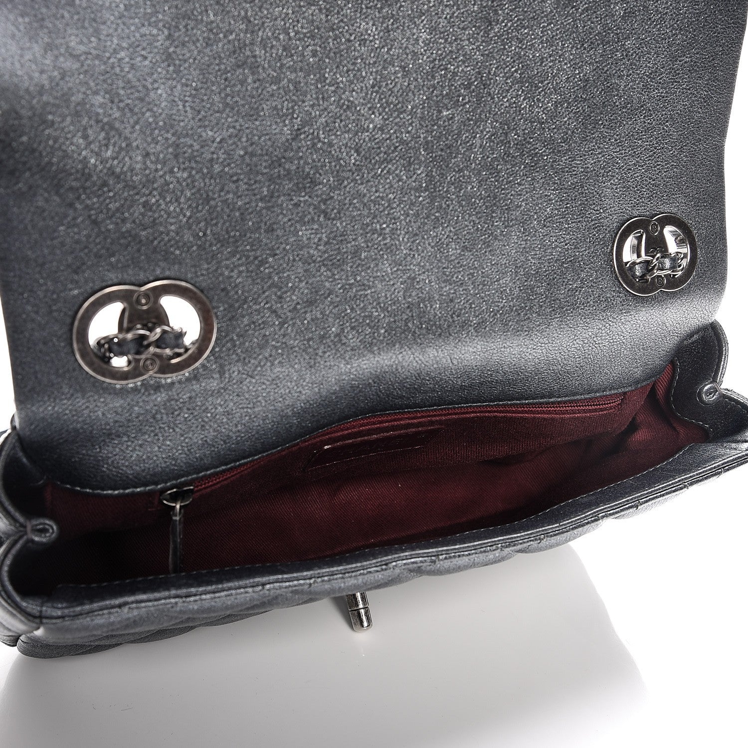 Chanel Metallic Calfskin Quilted Medium CC Eyelet Flap Dark Silver 5 of 13