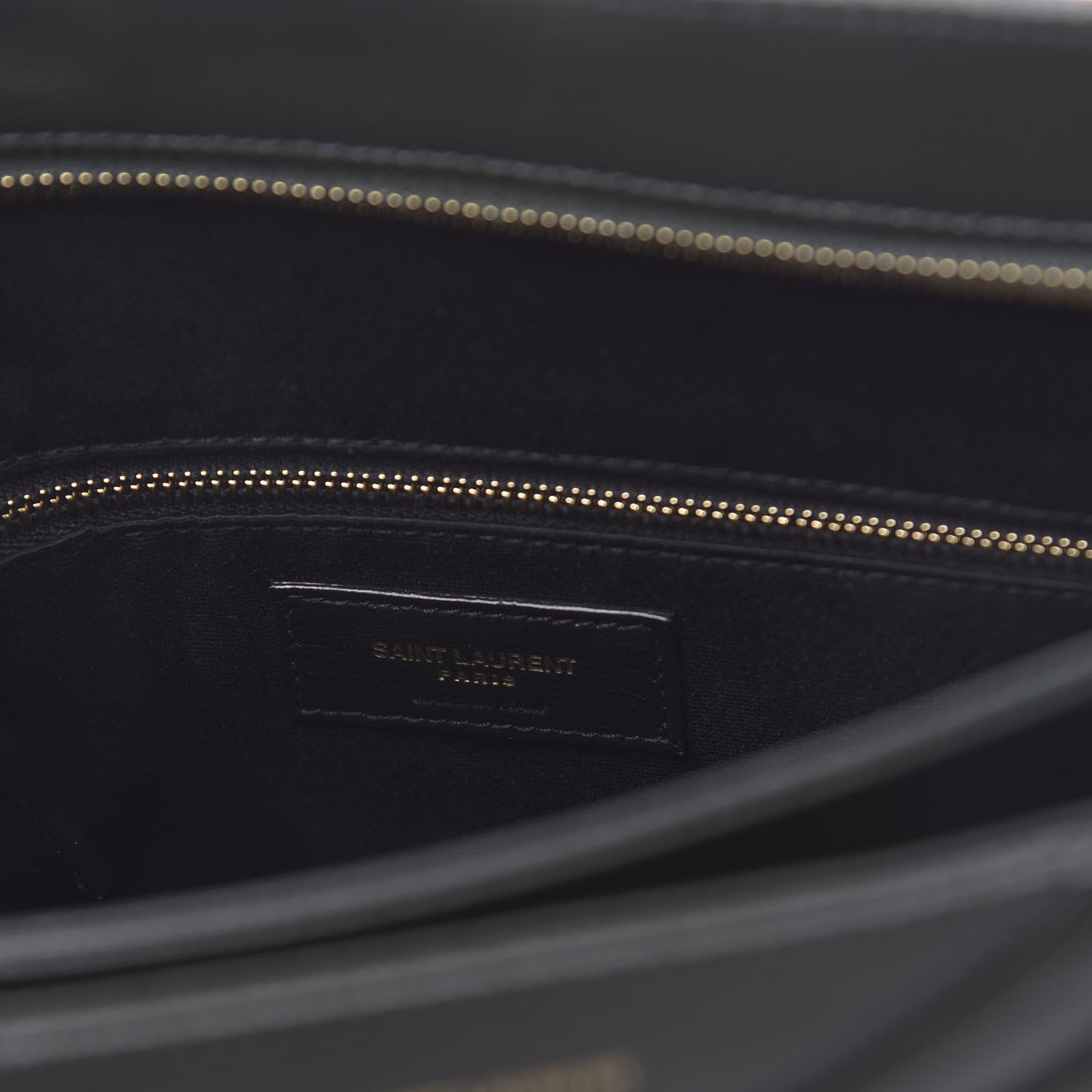 Saint Laurent Grain de Poudre Matelasse Chevron Medium Tribeca Shopping Bag Vert Fonce 7 of 10