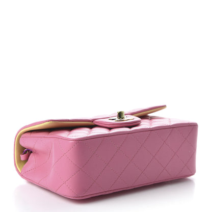 Chanel Lambskin Quilted Mini Rectangular Flap Pink Yellow 4 of 10