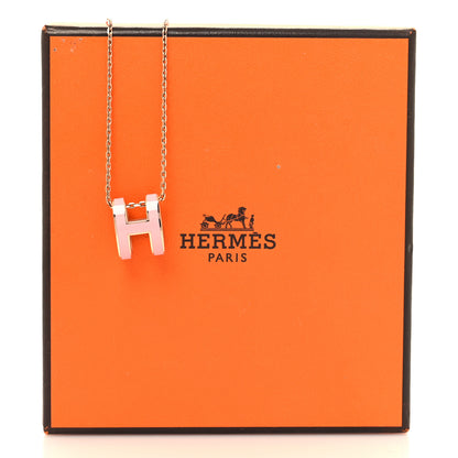 Hermes Lacquered Rose Gold Pop H Pendant Necklace Rose Dragee 6 of 6