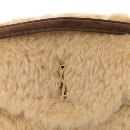 Saint Laurent Shearling Calypso Crossbody Crema Naturel Dark Cigar 9 of 11