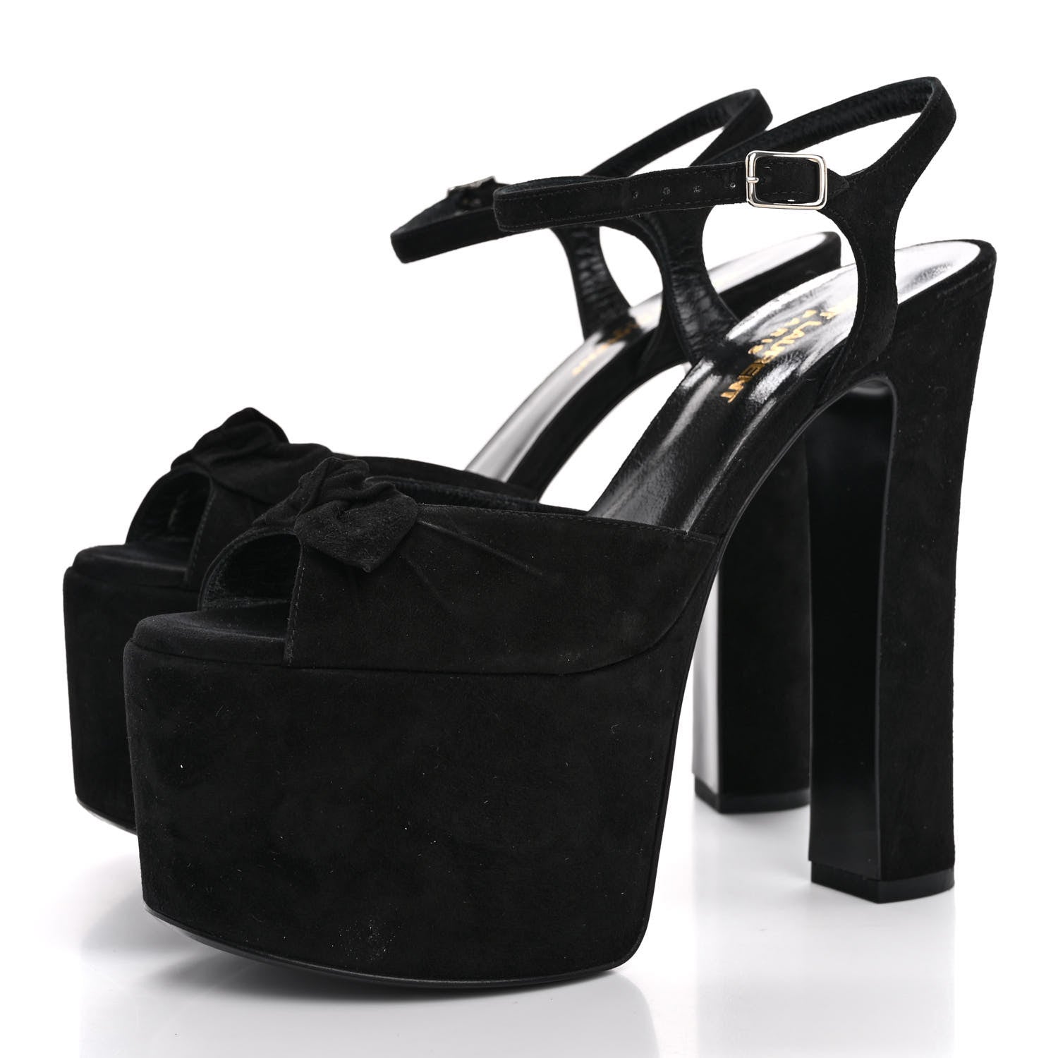 Saint Laurent Suede Bianca 85 Platform Sandals 37 Black 4 of 13
