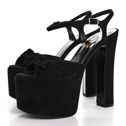 Saint Laurent Suede Bianca 85 Platform Sandals 37 Black 4 of 13