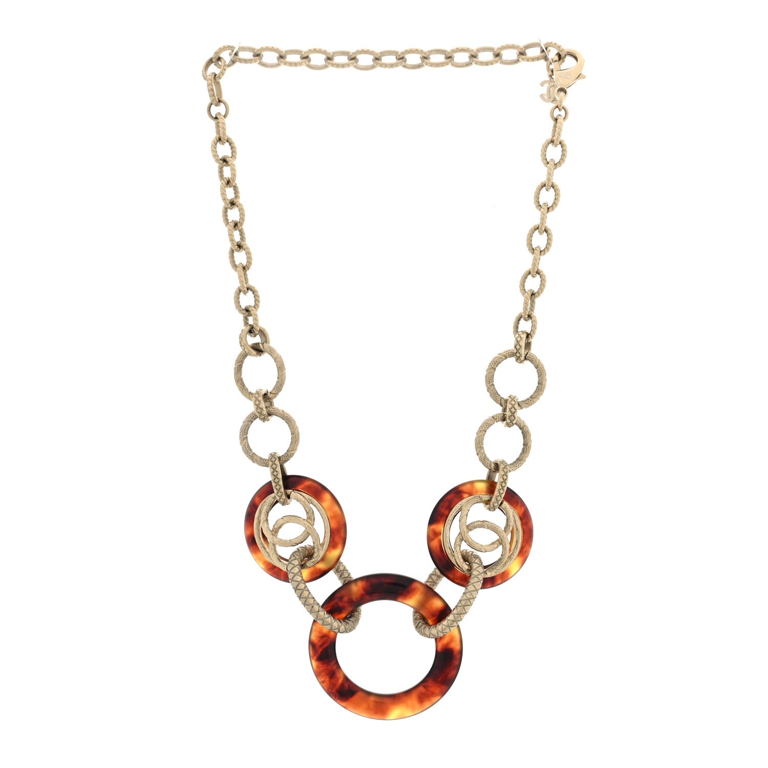 Chanel Metal Resin CC Choker Necklace Gold Brown 1 of 3