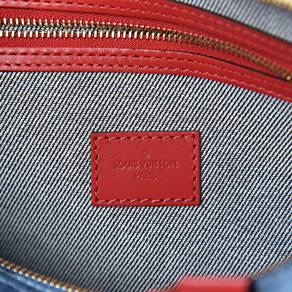 Louis Vuitton Denim Damier Monogram Patchwork Speedy Bandouliere 30 Blue Rouge 6 of 9