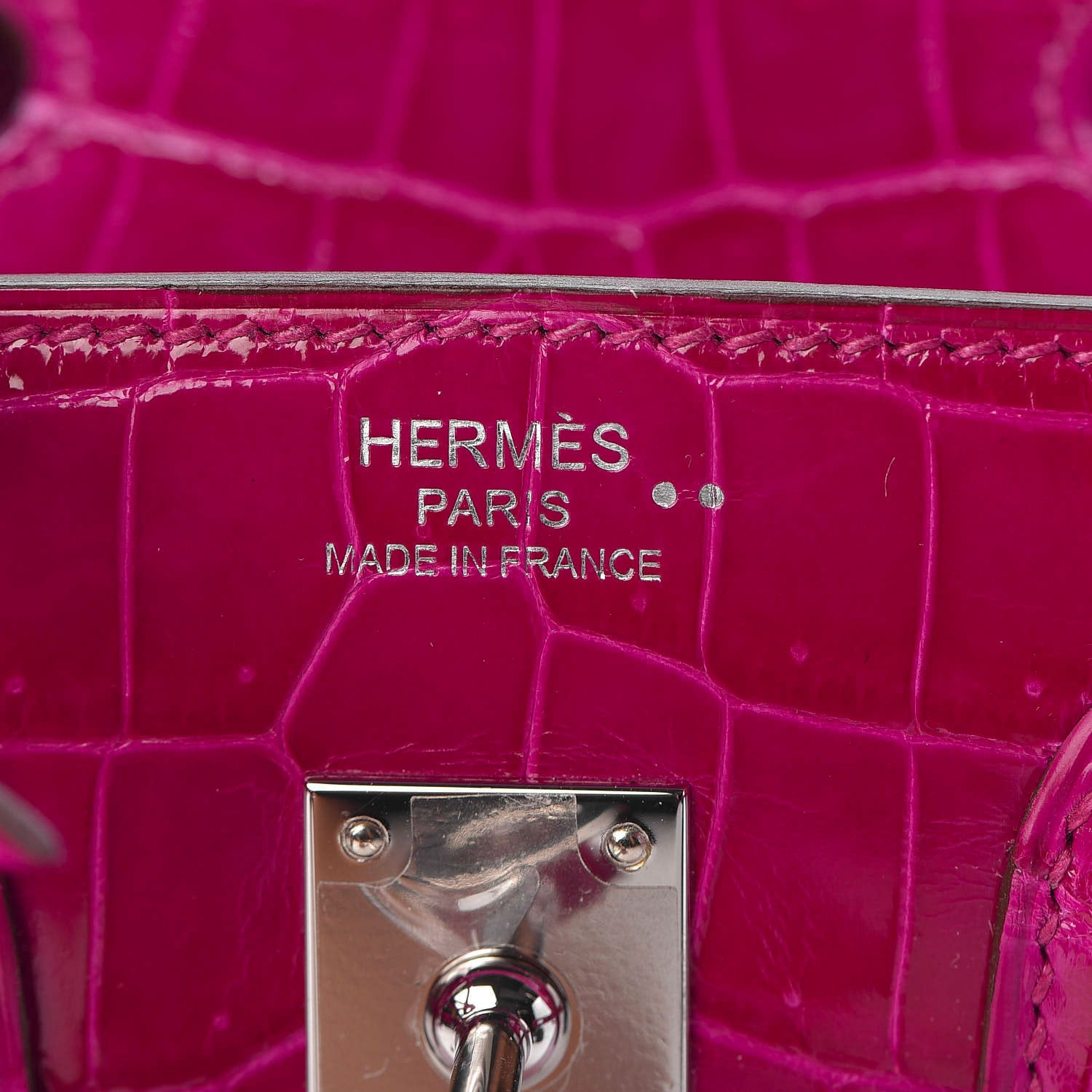 Hermes Shiny Niloticus Crocodile Birkin 25 Rose Scheherazade 16 of 29