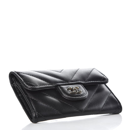 Chanel Lambskin Chevron Quilted Flap Card Holder Black 5 of 10