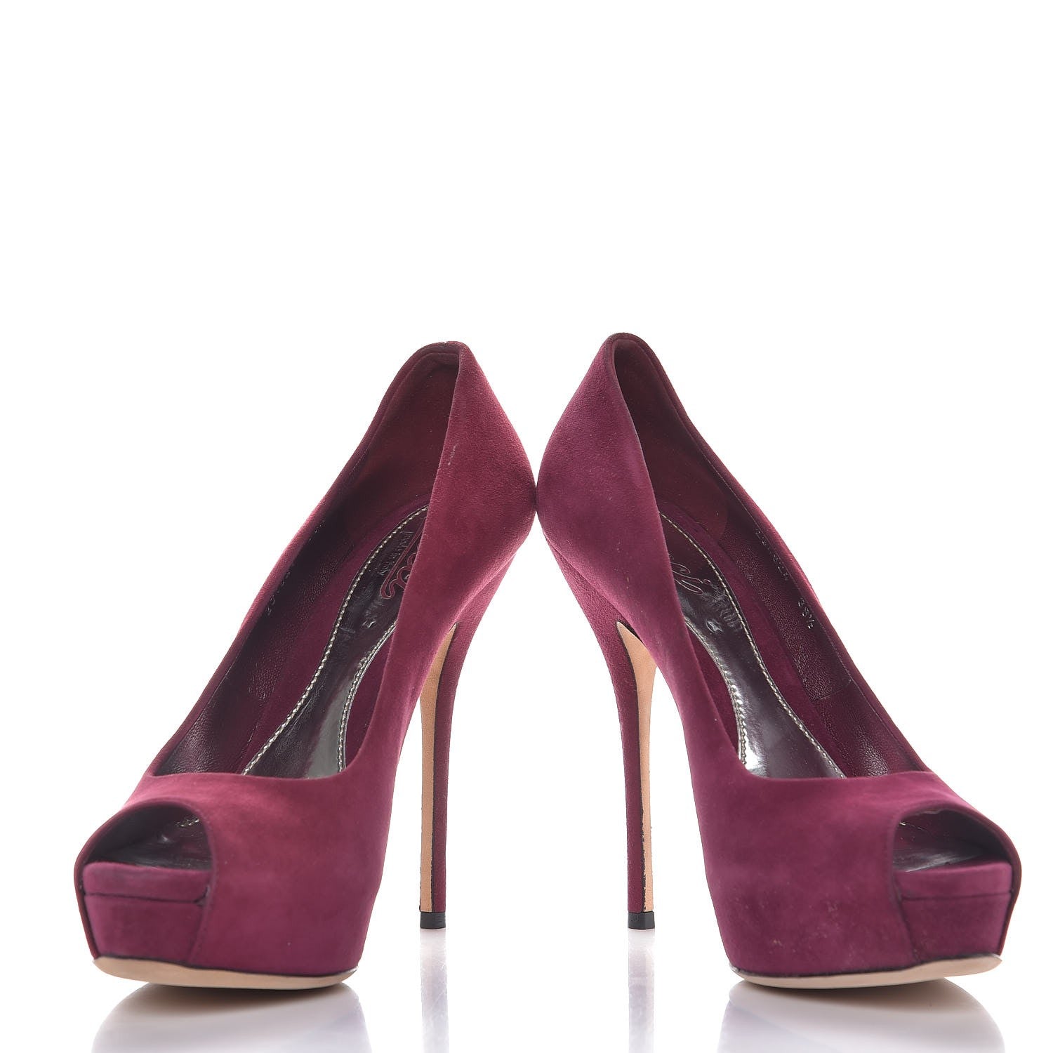 Gucci Suede Sofia Peep Toe Pumps 38.5 Fuchsia 5 of 11