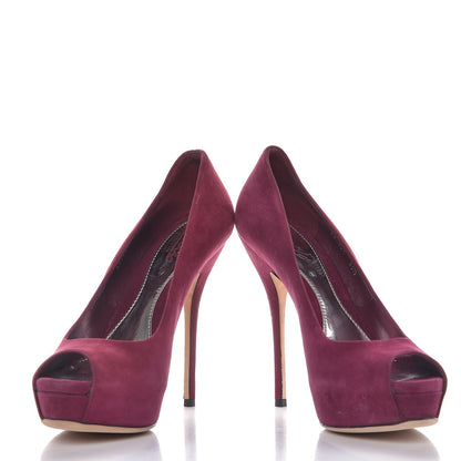 Gucci Suede Sofia Peep Toe Pumps 38.5 Fuchsia 5 of 11