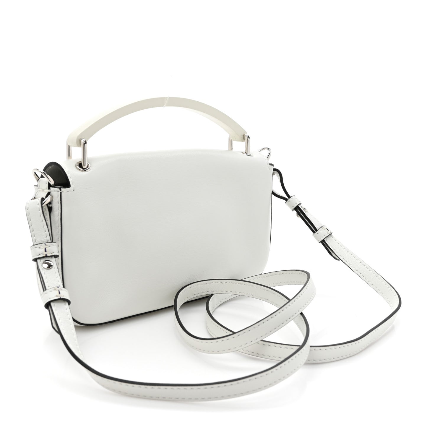 X MARC JACOBS Nappa Logo Phone Baguette White Black