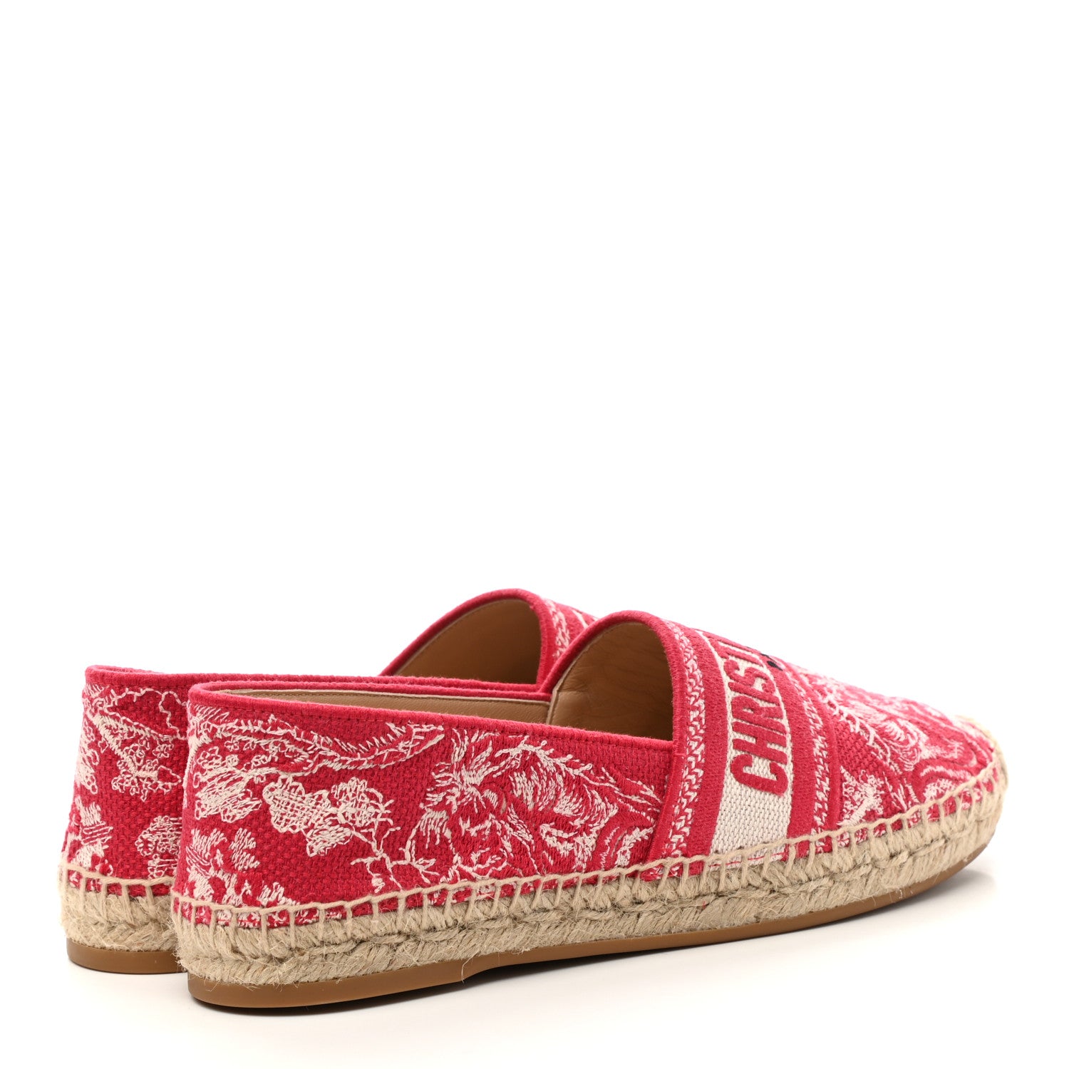 Christian Dior Embroidered Toile De Jouy Granville Espadrille 38.5 Raspberry 4 of 8